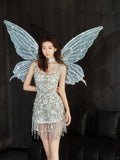 Square Birthday Outfit Bridal Dress Sheath Beaded Homecoming Dress With Tassels HZ1024