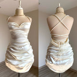 Strap Bodyocn Satin Short Party Outfit Fashion Birthday Dress Sexy Homecoming Dress HZ1024