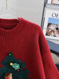 atmosphere red round neck knitted sweater HZ1024