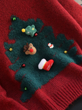 atmosphere red round neck knitted sweater HZ1024
