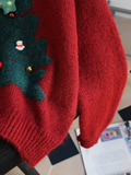atmosphere red round neck knitted sweater HZ1024