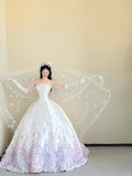 White Strapless Long Ball Gowns Quinceanera Dress Gorgeous Applique Wedding Dress Pretty Bridal Dress HZ1024