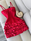 Spaghetti Strap Party Dress Red Bodycon Applique 18th Birthday Outfit Homecoming Dresses HZ1024