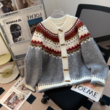 Isle Vintage Jacquard Duffle Cardigan Sweater HZ1024