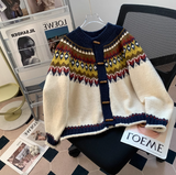 Isle Vintage Jacquard Duffle Cardigan Sweater HZ1024