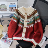 Isle Vintage Jacquard Duffle Cardigan Sweater HZ1024