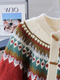 Isle Vintage Jacquard Duffle Cardigan Sweater HZ1024