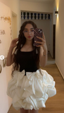 Black/White Short Ball Gown Shoulder Straps Bow 16th Birthday Dress Homecoming Dress HZ1024