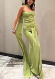 Green Sweetheart Sheath Party Dress Chiffon 18th Birthday Outfit Pretty Graduation Dress HZ1024