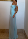 Blue One Shoulder Corset Two Piece Suit Formal Dress Fashion Birthday Outfit Party Dress HZ1024