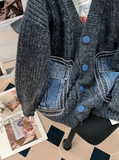 Japanese denim patchwork cardigan HZ1024
