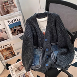 Japanese denim patchwork cardigan HZ1024