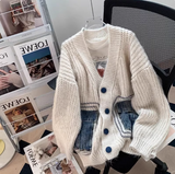 Japanese denim patchwork cardigan HZ1024