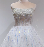 White Strapless Short Ball Gown Tulle Sequin Homecoming Dress Sweet 16 Dress HZ1024