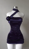 Navy Strapless Formal Dress Bodycon Short Satin Hoco Dresses Chic Birthday Party Dress HZ1024