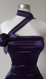 Navy Strapless Formal Dress Bodycon Short Satin Hoco Dresses Chic Birthday Party Dress HZ1024