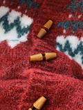 Horn Button Fair Isle Thick Knit Cardigan HZ1024