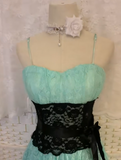 Blue Spaghetti Straps Bodycon Short Birthday Dress Lace Cocktail Dress Homecoming Dress HZ1024