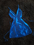 Royal Blue Spaghetti Straps A-Line Satin Backless Short Pool Party Dress V-Neck Short 16th Birthday Outfit Middle School Hoco Dresses HZ1024
