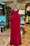 Burgundy Sweetheart Sheath Chiffon Slits Party Dresses Modest Ruffles Formal Dresses Graduation Prom Dresses HZ1024
