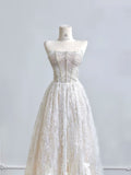 Strapless Beaded Tulle Long Wedding Dress with Beaded Sparkly Lace Ball Gown Quincea?era Dress HZ1024