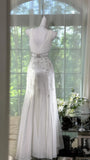 White V-Neck Empire Prom Dress with Beading Sparkly Chiffon Formal Dress Graduation Dress HZ1024