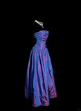 Dark Purple Strapless Birthday Dress Elegant A-Line Long Prom Dresses Satin Graduation Dress HZ1024