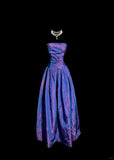 Dark Purple Strapless Birthday Dress Elegant A-Line Long Prom Dresses Satin Graduation Dress HZ1024