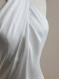 White Halter Neck Wedding Dress Long Mermaid Evening Gown Satin Simple 22nd Birthday Outfit HZ1024