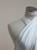 White Halter Neck Wedding Dress Long Mermaid Evening Gown Satin Simple 22nd Birthday Outfit HZ1024