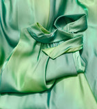 Gradient Green Sheath Formal Dresses Vintage Elegant High Neck Satin Evening Dress Party Dress HZ1024