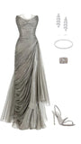 Grey Sheath Evening Gowns Crawl Chiffon Formal Dresses Elegant 23rd Birthday Outfit HZ1024