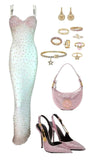 Spaghetti Strap Sheath Evening Gowns Beaded Satin Graduation Dress Sparkly Wedding Guest Dress HZ1024