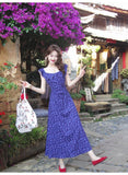 Slim Tea Lace Square Neck Ruffle Edge Floral Dress HZ1024