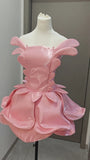 Pink Strapless Short Ball Gown 1 6th Birthday Dress Middle School Hoco Dresses HZ1024