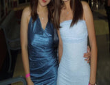 Blue Strapless Sheath Short Homecoming Dress Fashion Sparkly Party Dress Satin 18th Birthday Outfit HZ1024