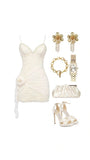 White Spaghetti Strap Bodycon Short Formal Dress Homecoming Outfit Elegant Lace Birthday Dress Party Dresses HZ1024