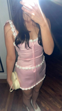 Pink Spaghetti Strap Sheath Short Formal Dress Satin 3D Applique Homecoming Dresses Elegant Birthday Outfit Party Dresses HZ1024