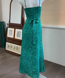 retro floral ruffled temperament waist slit dress HZ1024
