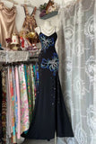 Spaghetti Strap Formal Dress Sheath Chiffon Elegant Prom Dresses Sequin Evening HZ1024