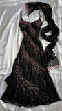 Black Spaghetti Strap Sheath Prom Dresses Elegant Beaded Chiffon Formal Dress Chiffon Evening Gown HZ1024