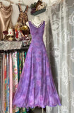 Purple A-Line Evening Gowns V-neck Floral Chiffon Long Prom Dresses Vintage Birthday Dress HZ1024