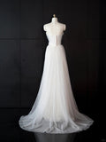 White Ball Gown Wedding Dress Strapless Wedding Dress Modest Tulle Bridal Dress HZ1024