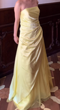 Butter Yellow Sheath Formal Dress Elegant Strapless Satin Chiffon Evening Gowns Beaded Graduation Prom Dresses HZ1024