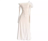 one-shoulder knitted patchwork soft lace slim fishtail dress HZ1024