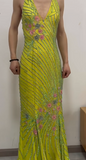 Yellow Memaid Formal Dress Elegant Beaded Halter Evening Gowns Backless Graduation Dress HZ1024