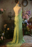 Green Sheath Beaded Graduation Dress Spaghetti Straps Open Back Vintage Evening Gown 18th Birthday HZ1024