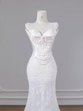 Sweetheart Ivory Bridal Dress Lace Appliqu¨¦ Mermaid Wedding Dress Beaded Bridal Dress HZ1024