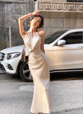 Halter Neck Satin Sling Fishtail Dress HZ1024