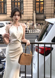 Halter Neck Satin Sling Fishtail Dress HZ1024